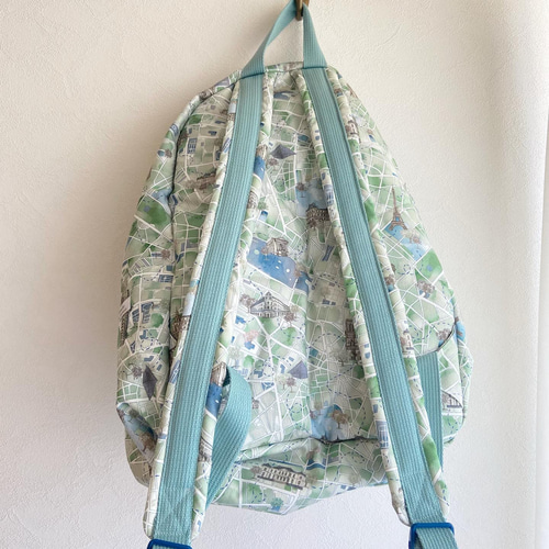 リバティ】ルードゥパリス・グリーン系大判花柄リュックサック・大人