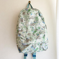 リバティ】ルードゥパリス・グリーン系大判花柄リュックサック・大人