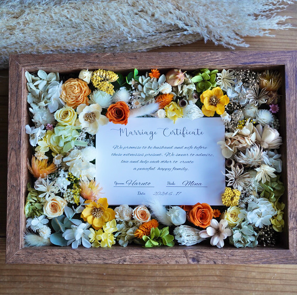 もりたろう様　思い出に残る】結婚証明書　ドライフラワー　ゲスト　人前式 ゲストの方々にさまざまなお花を1本ずつ挿していただき