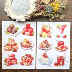 【EP67】コラージュ素材 ストロベリースイーツ セルフカット/48パーツ 4枚目の画像