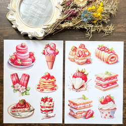 【EP67】コラージュ素材 ストロベリースイーツ セルフカット/48パーツ 6枚目の画像