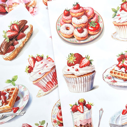 【EP67】コラージュ素材 ストロベリースイーツ セルフカット/48パーツ 2枚目の画像