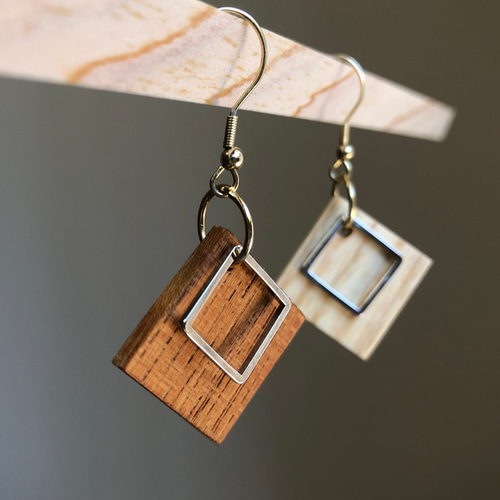 ハンドメイド　フックピアス 木のピアス ピアス（フック・チェーン） tete 通販 16516259｜Creema