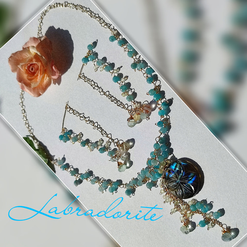 14kgf 最高品質ラブラドライトフローライト ネックレス 誕生石 贈り物  