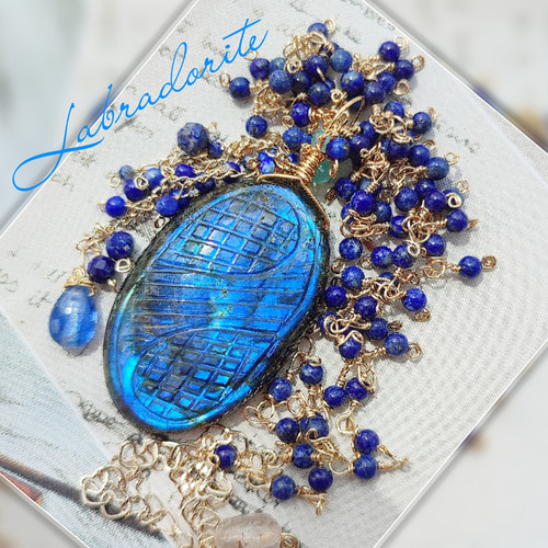 14kgf 最高品質ラブラドライトフローライト ネックレス 誕生石 贈り物  