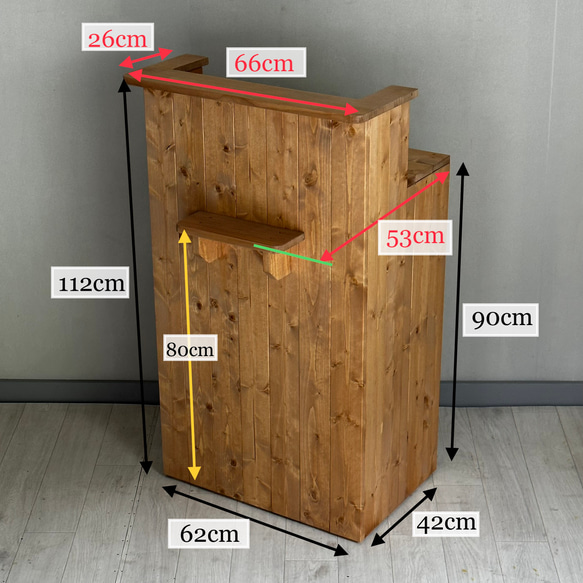 受注製作_BARIKI_レジカウンター 木製カウンター 幅66cm×奥行53cm×高さ112cm_B099 9枚目の画像