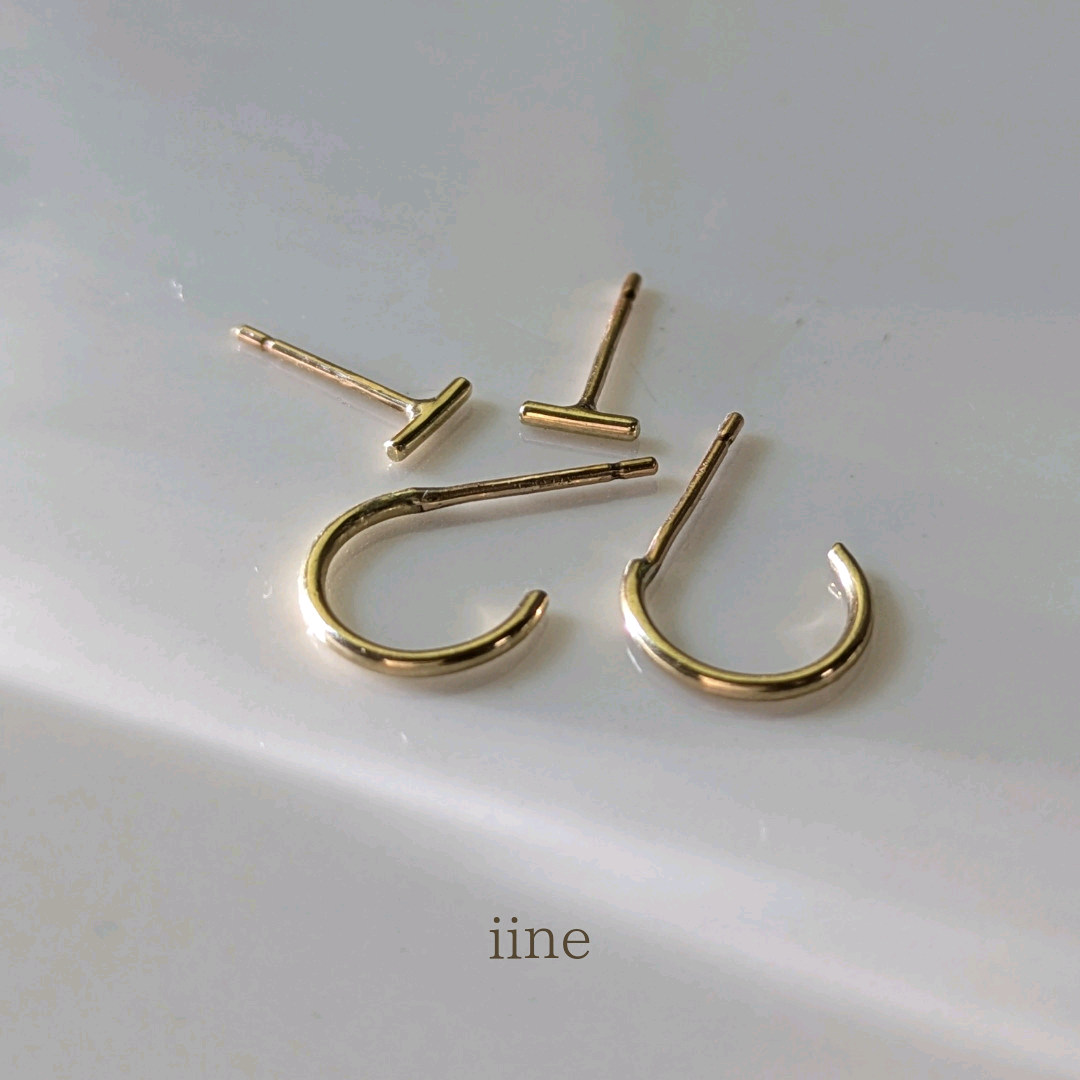 【k10】極小フープとラインピアスセット*スキンジュエリー*コーディネート完成セット