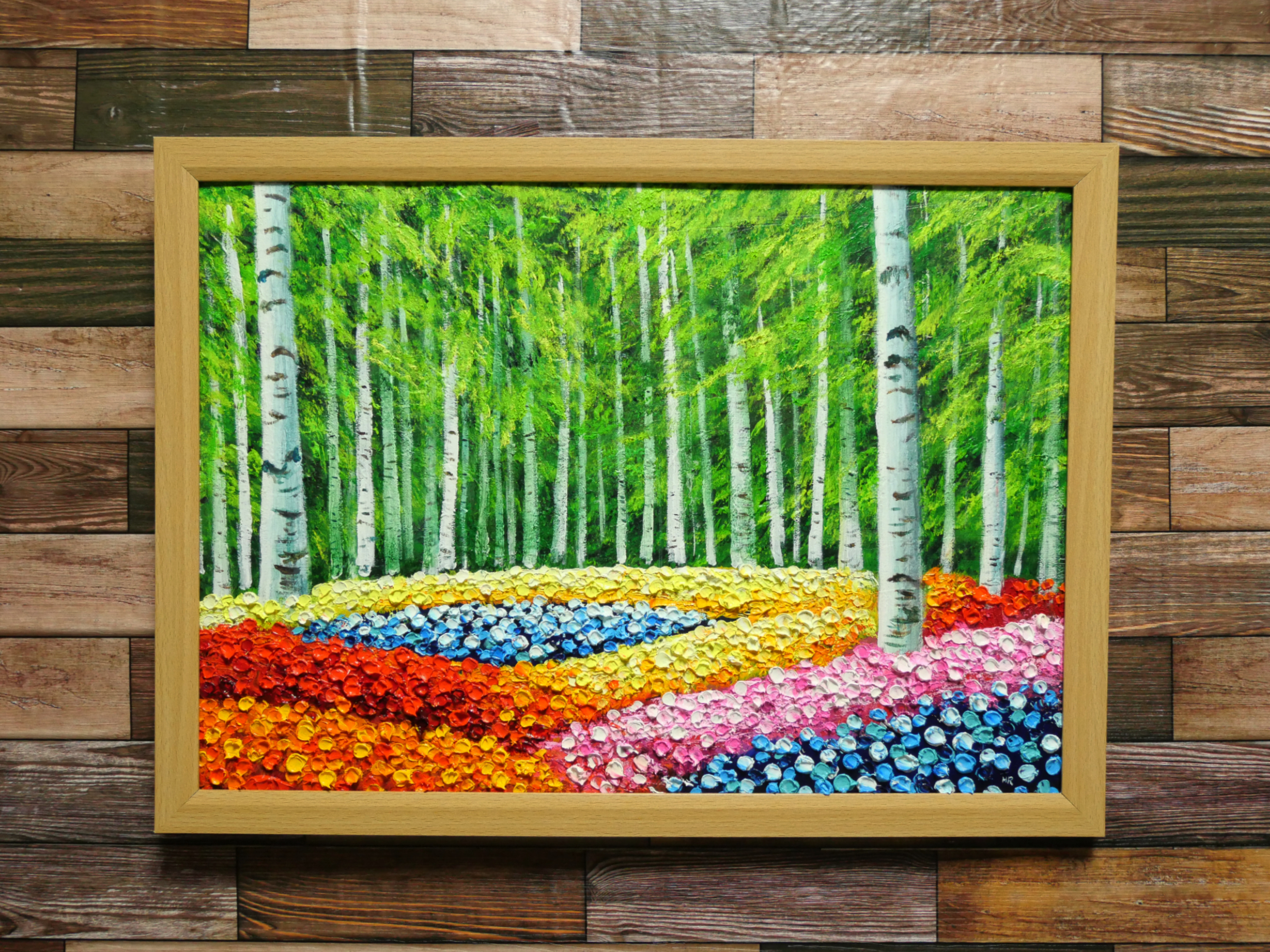 油絵 絵画 【白樺の花畑 】 油絵 絵画 【白樺の花畑 】