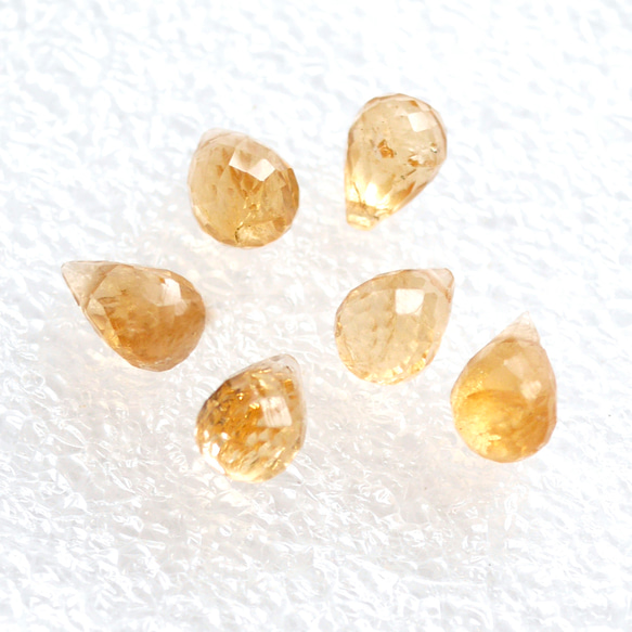 宝石質 非加熱 シトリン ドロップ（6粒）C 3枚目の画像