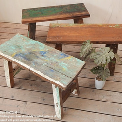 スツール 75cm 長方形 古材 リサイクルウッド 椅子 ベンチ 飾り台 花台 イス 木 木製 サイドテーブル 船古材 1枚目の画像