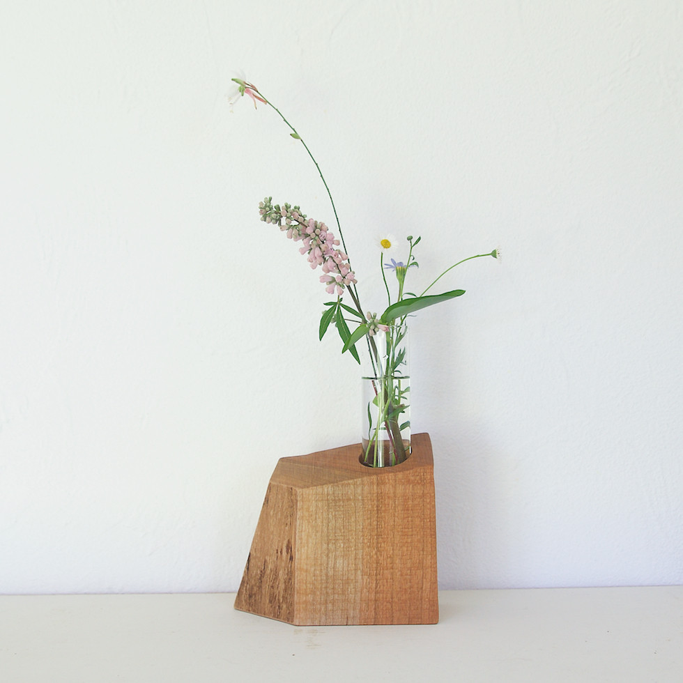 新見和也/花器/フラワーベース フラワーベース FV-4 チェリー材 一輪挿し・花瓶・花器 SOLIWOOD