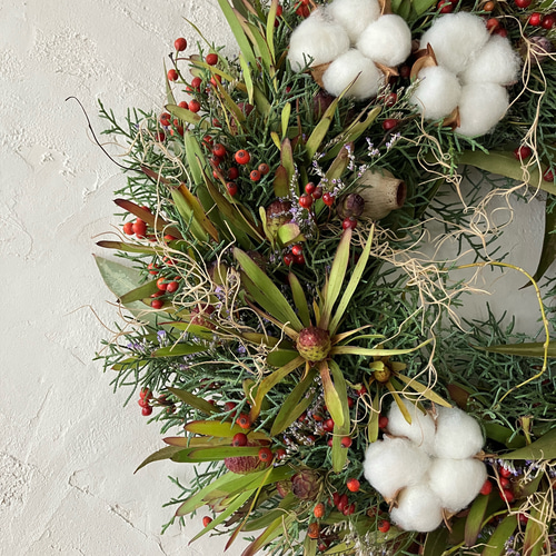 秋冬〉ドライフラワーリース / ドライになるリース 開店祝い 店舗装飾