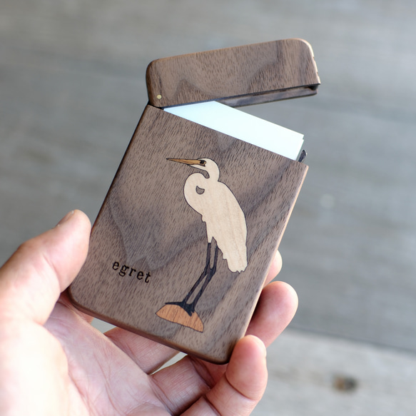 木製名片夾鳥“白鷺” 第1張的照片