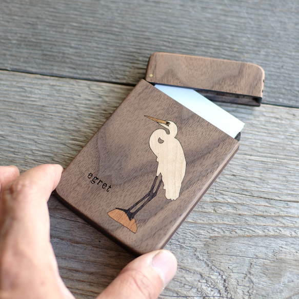 木製名片夾鳥“白鷺” 第2張的照片