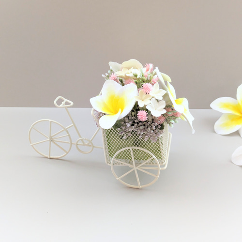 クレイフラワー❀おしゃれ♪プルメリアとジャスミンの自転車❀お手入れ