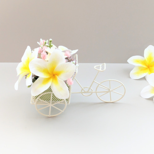 クレイフラワー❀おしゃれ♪プルメリアとジャスミンの自転車❀お手入れ 