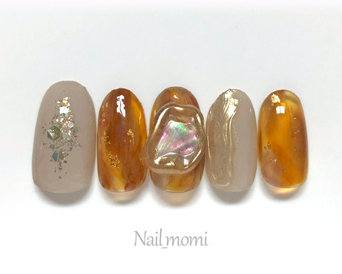 ◎no.001◎ ニュアンス べっ甲 ネイルチップ 結婚式 成人式 23 ネイルチップ べっ甲 ニュアンス ブライダル 結婚式 お呼ばれ