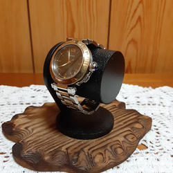 在庫あり　オールブラックシングルウォッチスタンド　腕時計を格好よく飾りたい　プレゼント用らっぴんぐ 3枚目の画像