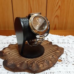 在庫あり　オールブラックシングルウォッチスタンド　腕時計を格好よく飾りたい　プレゼント用らっぴんぐ 2枚目の画像