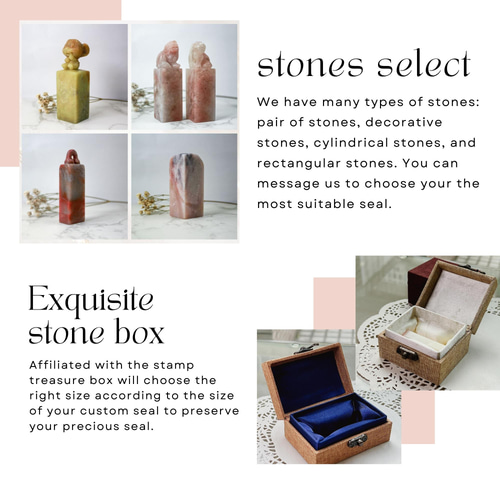 カスタマイズされた手作り印鑑-|ラオス石ウサギボタン 1.9 x 1.9 CM