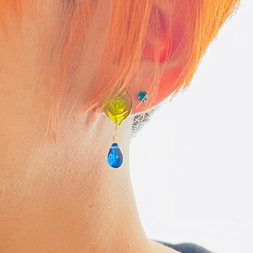 片耳]pikpik/カラー選択/サージカルステンレスピアス/ピクミン風