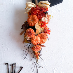 かぼちゃのガーランド　アーティフィシャルフラワー　造花　造花リース　秋　ハロウィン　毎年飾れる　パンプキン　光触媒加工 5枚目の画像