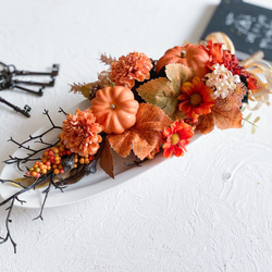 かぼちゃのガーランド　アーティフィシャルフラワー　造花　造花リース　秋　ハロウィン　毎年飾れる　パンプキン　光触媒加工 4枚目の画像