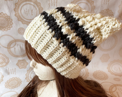 再販】春も使える！今年も猫耳♫毎年好評のニット帽⭐︎オフホワイト