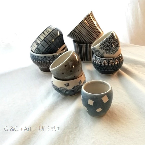 スリムシェイデイ　京焼　染付芙蓉手輪花小鉢　10客　新品未使用　和鳳作 平戸焼 染付 芙蓉手 小鉢 - 生活骨董と古布のアンティーク