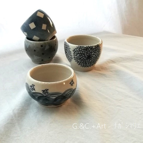 植木鉢＊1個＊化粧鉢＊染付＊花＊2309-7-6 一輪挿し・花瓶・花器