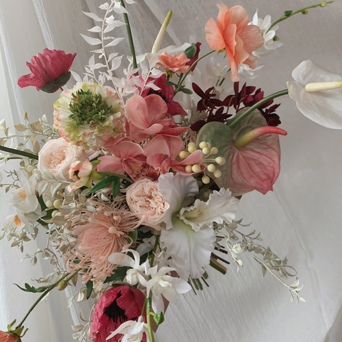 ウェディングブーケ【オーダーメイド】ブートニア 胡蝶蘭ブーケ  