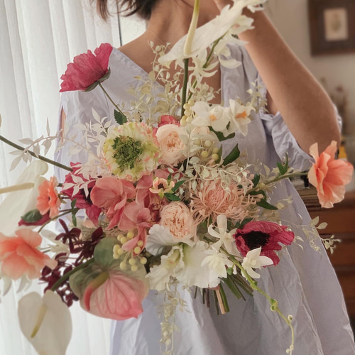 ウェディングブーケ【オーダーメイド】ブートニア 胡蝶蘭ブーケ  