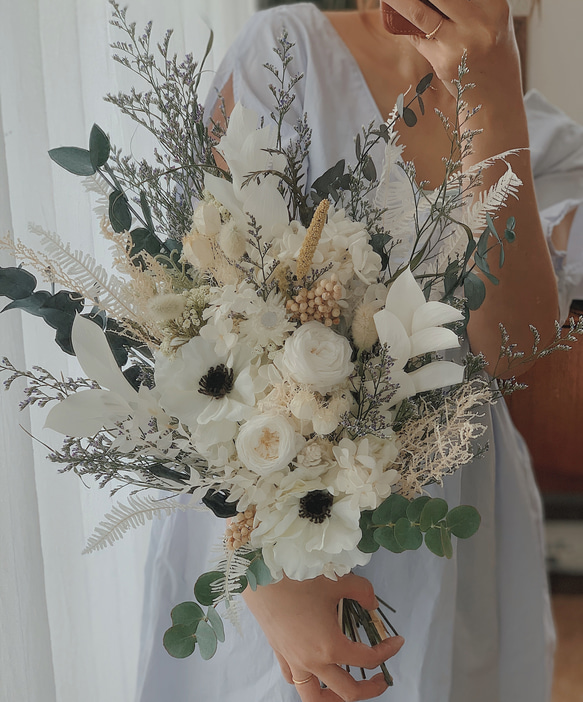 ウェディングブーケ【オーダーメイド】ブートニア 胡蝶蘭ブーケ  