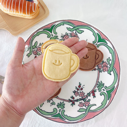 スマイル マグカップクッキーカッターセット/ カフェ クッキー型 / キャラクター スタンプ 4枚目の画像