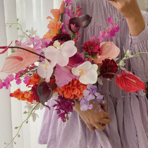 ウェディングブーケ【オーダーメイド】ブートニア 胡蝶蘭ブーケ  