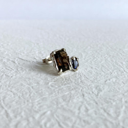 片耳販売/スモーキークオーツ・アイオライトピアス【Melty pierce＜Smoky quartz/Iolite＞ 】 3枚目の画像