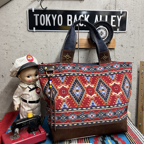 DENIM & SUPPLY メッセンジャーバッグ ストライプ、ネイティブ柄