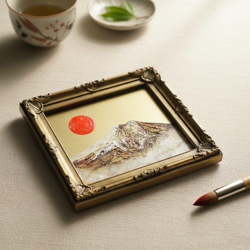 油絵 油彩 油彩画 絵 絵画 ミニ絵画【黄金富士山】 絵画 HR 通販