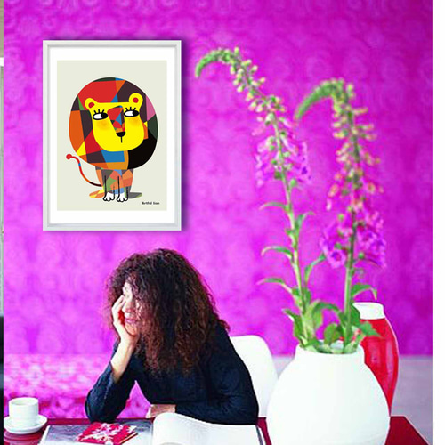 Artful Lion 動物 イラスト ポスター A4 A3 A2 A1 アート