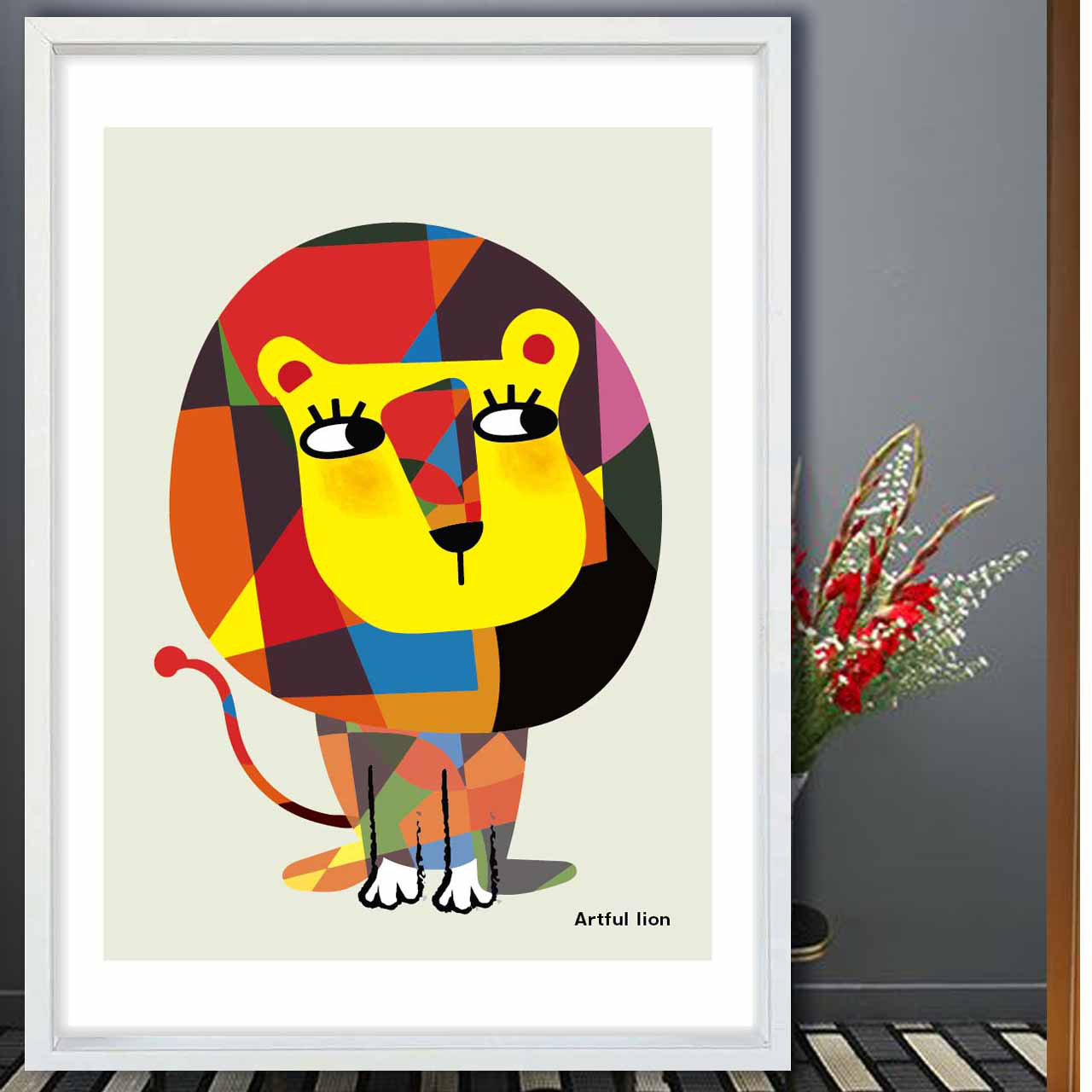 Artful Lion 動物 イラスト ポスター A4 A3 A2 A1 アートポスター