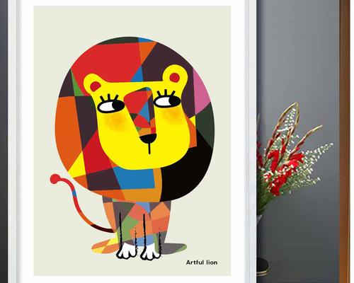 Artful Lion 動物 イラスト ポスター A4 A3 A2 A1 アート