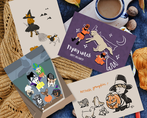 ハロウィン】選べるハガキ4 ジャックラッセルテリア ミニチュア