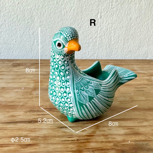 メキシコ/アマテナンゴ焼き】アマテナンゴ村の鳥の花器S（グリーン