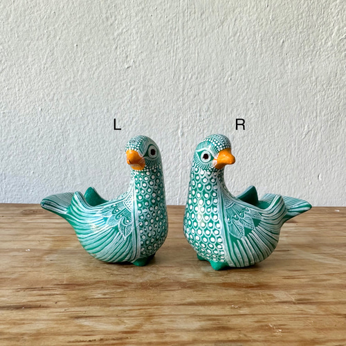 メキシコ/アマテナンゴ焼き】アマテナンゴ村の鳥の花器S（グリーン