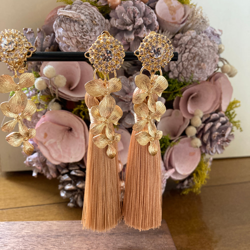 2way tassel earring】イヤリング タッセル 花 成人式 ウエディング