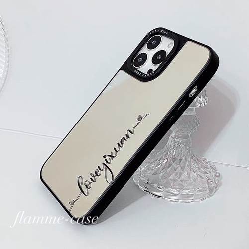 名入れ✨ミラー 2箇所文字入れ可能 イニシャル オリジナル iPhone