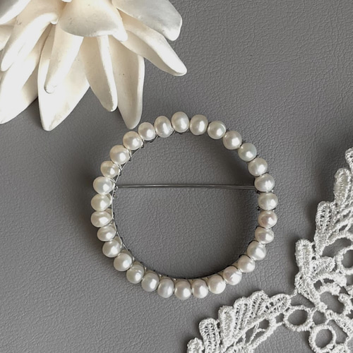 小粒淡水真珠のサークルブローチ ブローチ ラフェンテジュエリー 通販