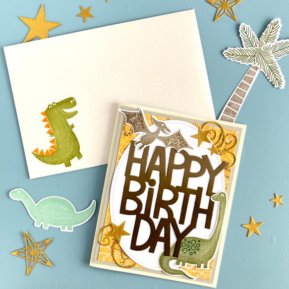 可愛い恐竜さんの誕生日カード 1枚目の画像