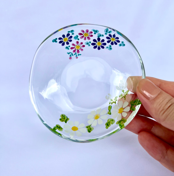 ガラスの9センチ豆皿　菊の花 1枚目の画像