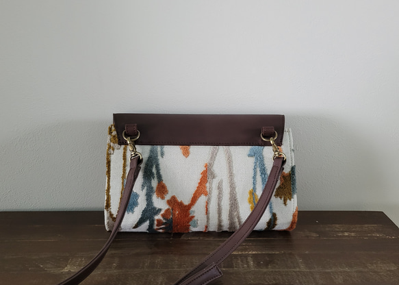 秋色のジャガード織り　お財布ショルダーバッグ 2枚目の画像